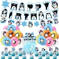 Décoration de fête d'anniversaire pingouin d'hiver avec bannières et ballons - Ensemble de Décoration Pingouin