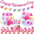 Set completo de decoración para San Valentín con pancartas, globos y adornos para tartas - Kit de Decoración: Pancartas + Globos + Adornos + Cintas