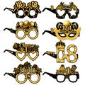 Set di 8 occhiali glitterati neri e oro per il 18° compleanno con design divertenti - Occhiali 18esimo Compleanno