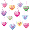 Set mit 12 bunten Herz-Deckenhängern in Pastellfarben für Valentinstag und Hochzeiten - 12 Doppelseitige Karten Mit 12 Spiralen Und Haken