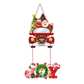 Decorazione natalizia per porta con Babbo Natale in auto rossa e scritta JOY - Stile Auto di Natale (Appendiporta di Natale Tipo B)