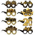 Set di 8 occhiali glitterati neri e oro per foto booth del 21esimo compleanno - Occhiali 21esimo Compleanno