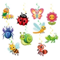 Colorful insect party decorations set with cartoon butterfly and bee spiral swirls - Spiral Hanging Charm Style