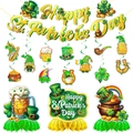 Décoration de la Saint-Patrick avec bannière trèfle, spirales et centres de table - Kit de Décoration Complet (Bannière Spirales Nid d'Abeille)