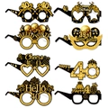 Set di 8 occhiali per 40° compleanno nero e oro con glitter per oggetti di scena - Occhiali 40esimo Compleanno