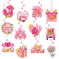 Pink Mother's Day ceiling swirls featuring floral hearts, crowns, and Best Mom Ever motifs - Double Sided Cards And Spiral Pendants