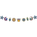 Close-up of Ramadan bunting banner with gold crescent moons and lanterns decoration - Small Butterfly String