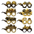 Detailed set of 8 black and gold 60th birthday party glasses with glitter accents - 60th Birthday Glasses