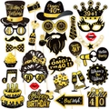 40e verjaardag foto rekwisieten set in zwart en goud met glitter effecten - Thema veertigste verjaardag / 30 Stuks/Verpakking