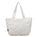 Bolso tote acolchado blanco con costuras onduladas en S y asas anchas en fondo blanco - Blanco