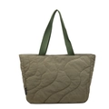 Bolso tote acolchado verde oliva con costuras onduladas y correas de hombro - Verde