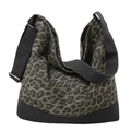 Borsa tote in tela con stampa leopardata e tracolla nera regolabile a spalla - Verde Leopardato