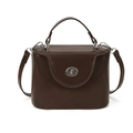 Retro dark brown box handbag with silver twist lock and detachable crossbody strap - Retro Coffee