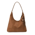 Borsa tote vintage in pelle opaca marrone con cuciture decorative e ciondolo nappa - Con Ciondolo / Marrone