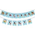 Detail of Oktoberfest banner with blue diamond patterns and festival illustrations - Letter Banner