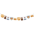 Detail of Oktoberfest banner with pretzels, beer mugs, and Bavarian costume elements - Pattern Accessories Banner