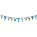 Detail of Oktoberfest banner with Bavarian blue-white patterns and pretzel beer mugs - Triangular Banner D