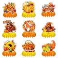 Thanksgiving tafeldecoraties met pompoen, kalkoen en herfstbladeren honingraat versiering - 9 Stuks (Thanksgiving Honingraat Ornamenten)