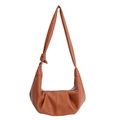 Sac bandoulière vintage marron en cuir souple de grande taille avec texture plissée - Marron