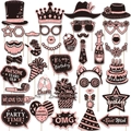 Diseño de rejilla de 38 accesorios para fotomatón de cumpleaños en oro rosa y negro brillante - Rosa