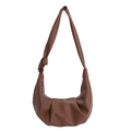Sac demi-lune marron foncé au design plissé vintage et détail de bandoulière nouée - Marron
