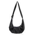 Sac hobo noir minimaliste en similicuir grainé avec bandoulière à nœud élégant - Noir