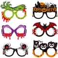 Detailset mit 6 Halloween-Papierbrillen mit Kürbissen, Fledermäusen und Gruselthemen - Stil A