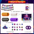 Neon Halloween feestdecoratie set met banner, ballonnen, toppers en achtergrond - Decoratie Set / Volledige Set Met Doek Banner Ballonnen Toppers