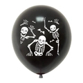 Detail eines 12-Zoll schwarzen Latex-Halloween-Ballons mit Totenkopf und Fledermaus - Schwarz (Totenkopf)