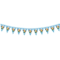 Oktoberfest triangle bunting with blue white diamond pattern and beer mug illustrations - Triangular Banner C