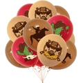 Western cowboy party balloon set with red and brown latex balloons and rodeo prints - Balloons And Ribbon Set