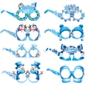 8er-Set Winter-Partybrillen aus Papier mit Schneemännern, Pinguinen und Schneeflocken - Winter Eis- Und Schneestil