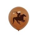 Detail of a brown cowboy party balloon with a silhouette of a rider and lasso - Cowboy Riding Horse Silhouette Pattern / Brown