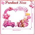Valentine's Day heart-themed photo booth frame prop with bears and balloons, 80x60cm size - Heart-shaped Photo Frame