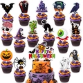 Kit de décoration de cupcakes d'Halloween avec bannière et icônes effrayantes - Décoration de gâteau