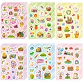 Set di adesivi pasquali con uova colorate conigli e pulcini su uno sfondo bianco puro - 6 Fogli/Confezione