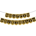 Striscione nero e oro per 30esimo compleanno con bandierine a coda di rondine e dolci - Banner 30 Compleanno