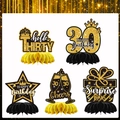 Set di 5 centrotavola a nido d'ape per il 30° compleanno in elegante nero e oro - Centrotavola a Nido d'Ape 30 Compleanno