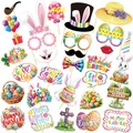 Uitgebreide set Pasen foto rekwisieten met konijnenoren en feestelijke bordjes - Foto Props Set / Set van 30