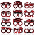 12-pack 2026 graduation party paper glasses props with glitter finish for photo booth fun - Red
