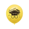 Palloncino in lattice giallo per festa di laurea 2026 con cappello accademico e scritte - Stile Giallo Laurea 2026
