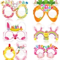 Set of 6 colorful Easter party paper glasses with bunny, egg, and carrot designs - 6 Pcs Set / Easter Glasses F