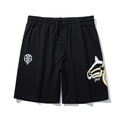 Men's loose black shorts with horse head print, elastic drawstring waist and side pockets - XL / Black