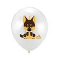 12-inch white latex dog party balloon with cute German Shepherd print and DOG lettering - German Shepherd White Style
