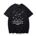 Men's oversized black cotton T-shirt with white letter and number grid print - M / Black
