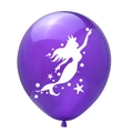 Lila 12-Zoll-Meerjungfrau-Latexballon mit weißer Silhouette für Ozean-Geburtstagsdekoration - Meerjungfrau Lila Stil