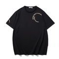 T-shirt nera oversize in cotone con stampa di lettere dorate sul petto e manica - M / Nero