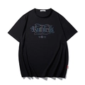 Heren oversized zwart T-shirt met reflecterende grafische prints in streetwear stijl - M / Iridiserend Zwart