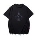 Oversized zwart katoenen T-shirt met kleurrijke Eiffeltoren en Parijs print - M / Iridiserend Zwart