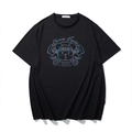Men's oversized black T-shirt featuring a colorful panda pilot and mechanical print - M / Iridescent Black